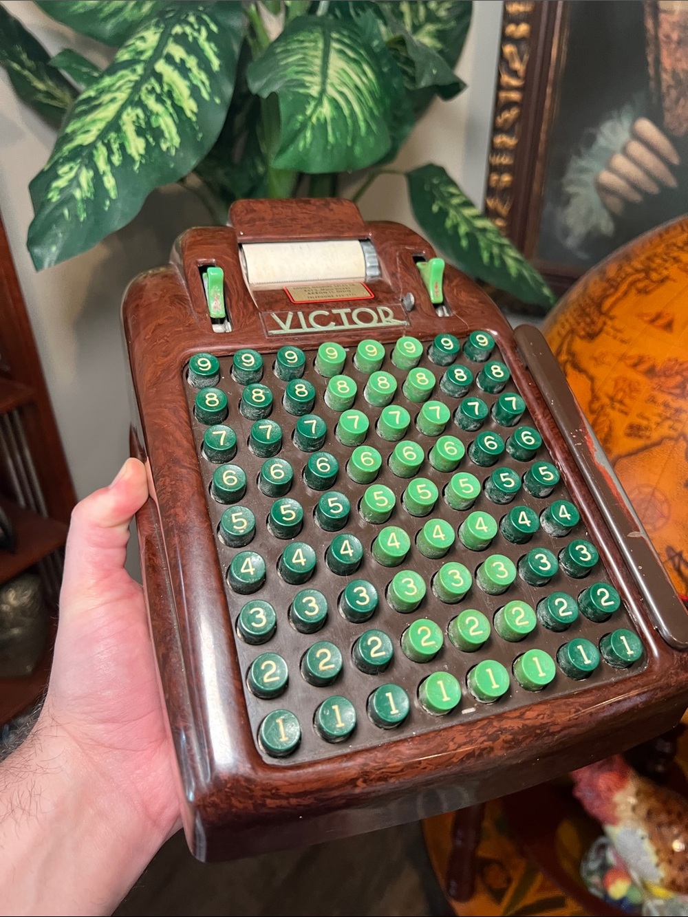 VTG MCM Victor Adding Machine Calculator Register Bakelite Faux Wood Case